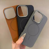 Luxury Magnetic Wireless Charging Leather Phone Case For iPhone