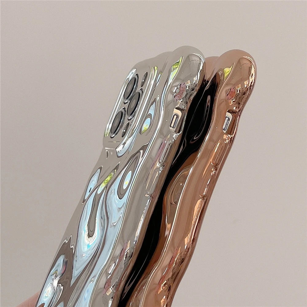 Luxury Plating Wrinkle Wavy Curly Edge Case For iPhone