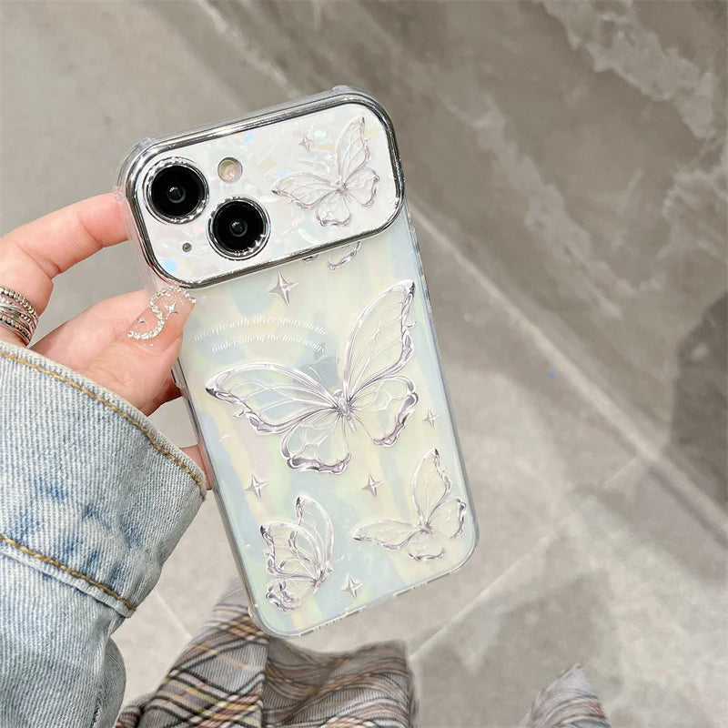 Luxury Silver Butterfly Phone Case For iPhone