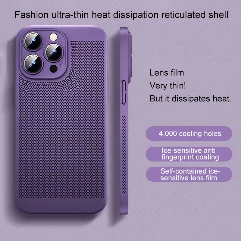 Luxury Slim Cooling With Lens protector Phone Case For iPhone