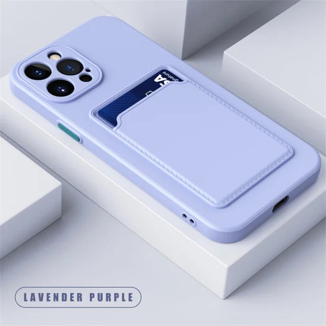 Luxury Soft Silicone Card Holder Slot Case For iPhone