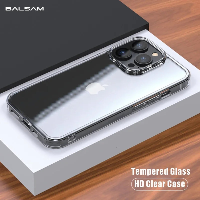 Luxury Tempered Glass Clear Case For iPhone