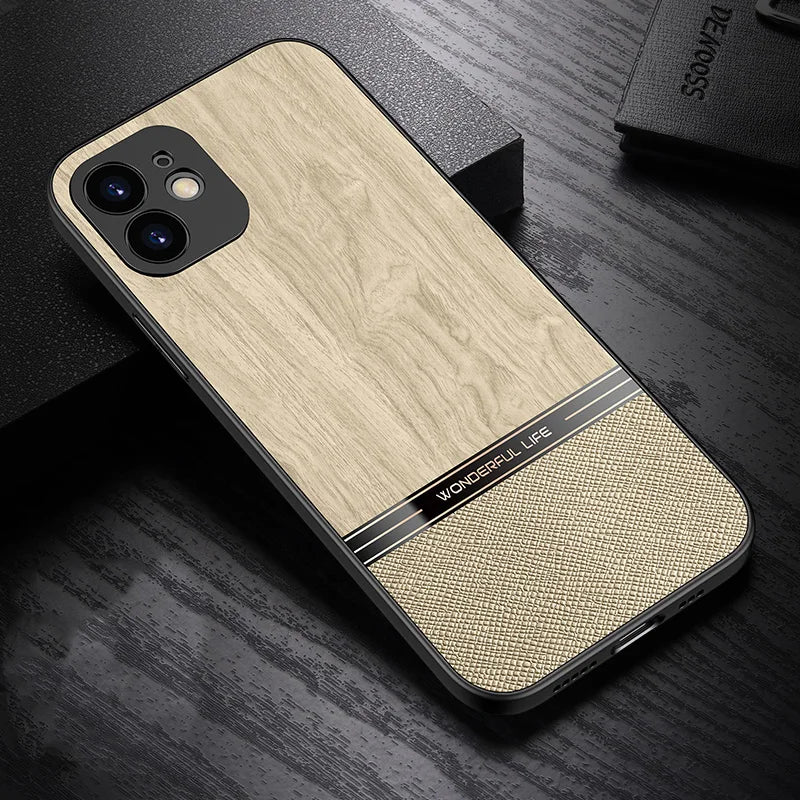 Luxury Fashion Wood Pattern Phone Case For iPhone