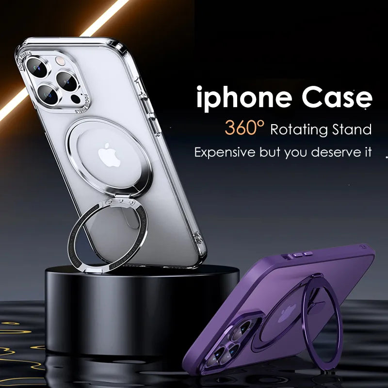 Magnetic 360° Rotation Stand With Ring Holder Phone Case For iphone