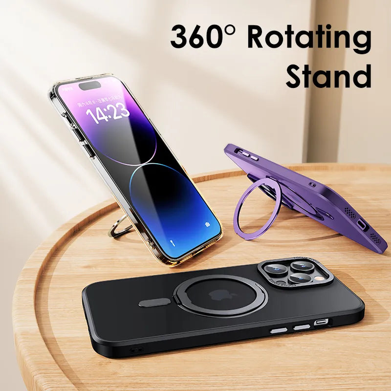 Magnetic 360° Rotation Stand With Ring Holder Phone Case For iphone