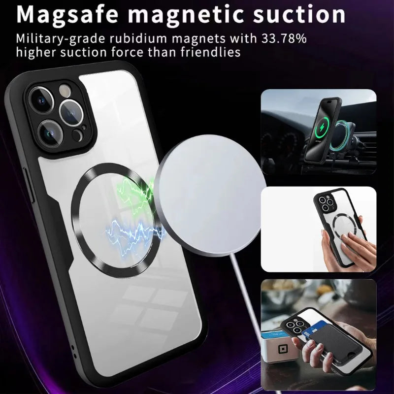 Magnetic 360 Front+Back Clear Case For iPhone