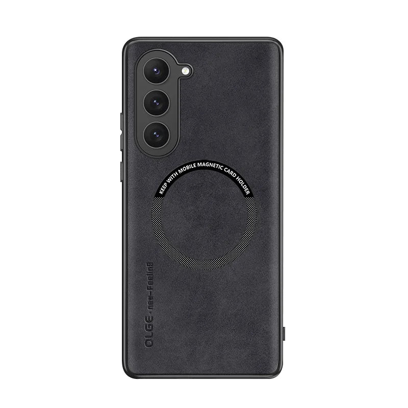 Luxury Leather For Magnetic Wireless Charge Case For Samsung