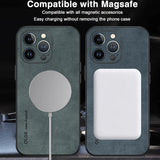 Luxury Leather For Magnetic Wireless Charge Case For iPhone