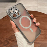 Magnetic Luxury Matte Translucent Armor Shockproof Case For iPhone