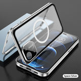 Magnetic Glass 360°  Full screen closed Metal Case For iPhone