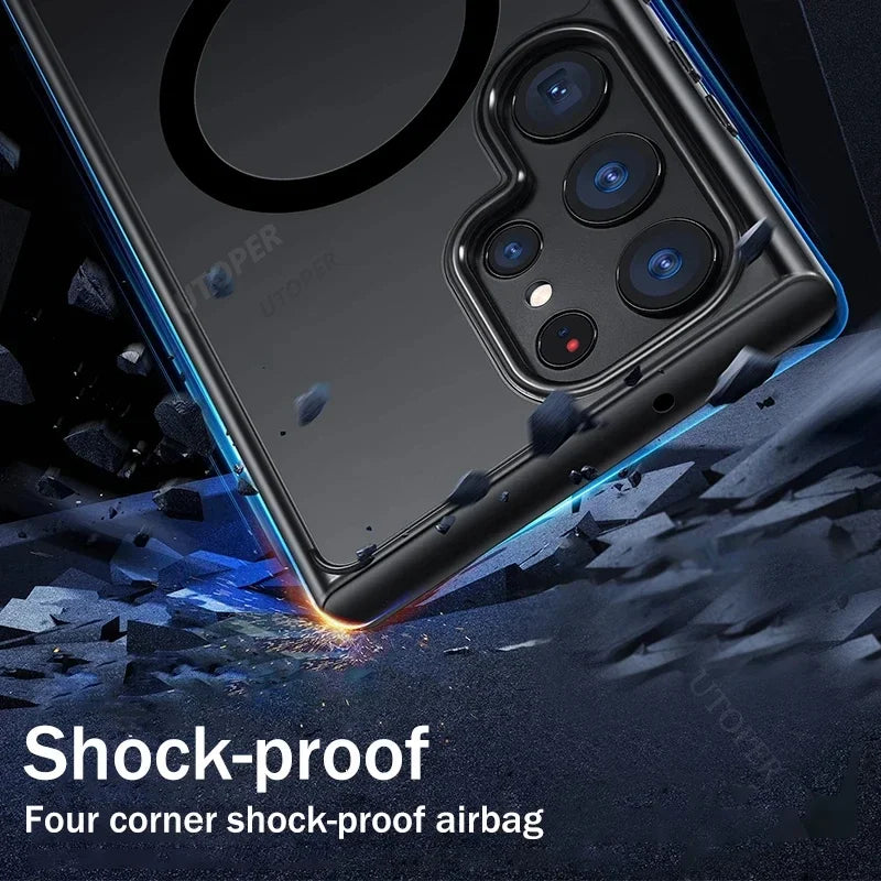 Magnetic Matte Translucent Shockproof Case For Samsung