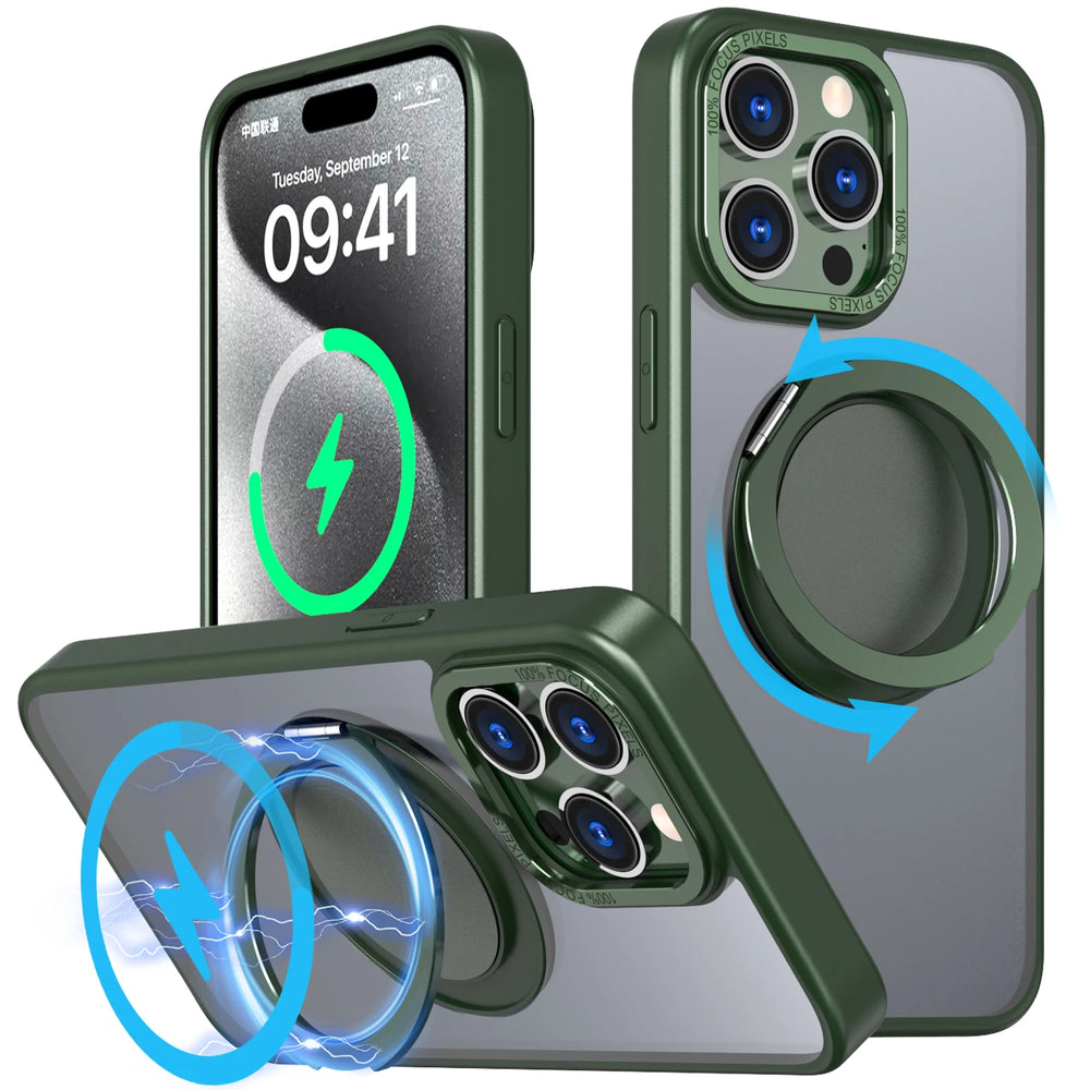 Magnetic Matte Rotating Stand Phone Case For iPhone