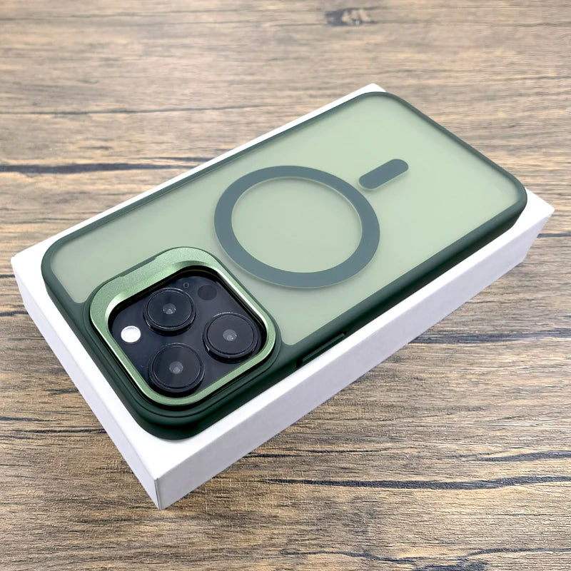 Matte Translucent Camera Stand Holder Magnetic Case For iPhone