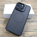 Matte Translucent Camera Stand Holder Magnetic Case For iPhone