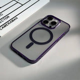 Matte transparent color armor magnetic charging phone case for iPhone