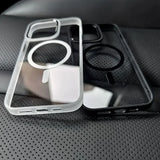 Magnetic Transparent Lens Protector Metal Frame Case For iPhone