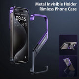 Metal Invisible Aluminum Rimless Holder Case For iPhone