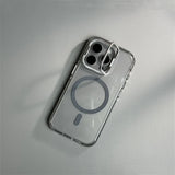 Metal Lens Kickstand Clear Magnetic Phone Case for iPhone