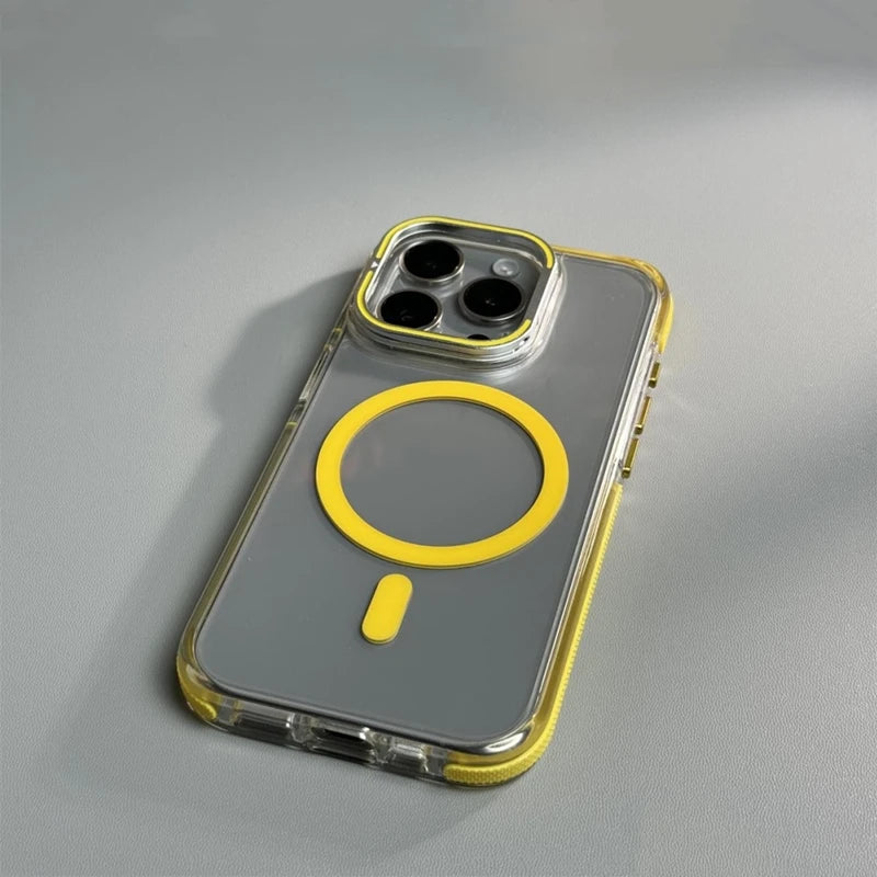 Metal Lens Kickstand Clear Magnetic Phone Case for iPhone