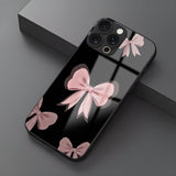 Sweet Style Pink Bow Pattern Glossy Case for iPhone