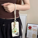 Puffer-Style Sunflower Lanyard Case for iPhone