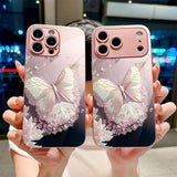 Romantic Pink Butterfly Petals Electroplated Case for iPhone
