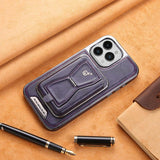 2‑in‑1 Magnetic Card Holder Leather Case with Stand for iPhone