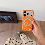 Macaron Polka Dot Magnetic Kickstand Shockproof Case for iPhone