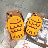 Fish Mini Pouch Brown Crossbody Case for iPhone
