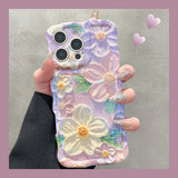 Oil Painting Floral Wavy Edge Phone Case for IPhone