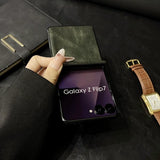 Vintage Waxed Leather Magnetic Shockproof Case for Samsung Z Flip
