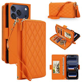 Fashion Rhombus Leather Multi-Function Wallet Case for iPhone