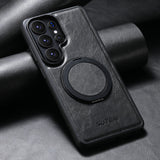 Vintage Waxed Leather Magnetic Kickstand Case for Samsung