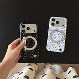 Macaron Polka Dot Magnetic Kickstand Shockproof Case for iPhone