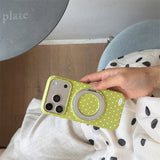 Macaron Polka Dot Magnetic Kickstand Shockproof Case for iPhone