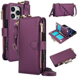 Leather Crossbody Zipper Wallet Phone Case for iPhone