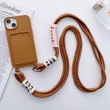 Minimalist Card Holder Lanyard Soft Silicone Case for iPhone