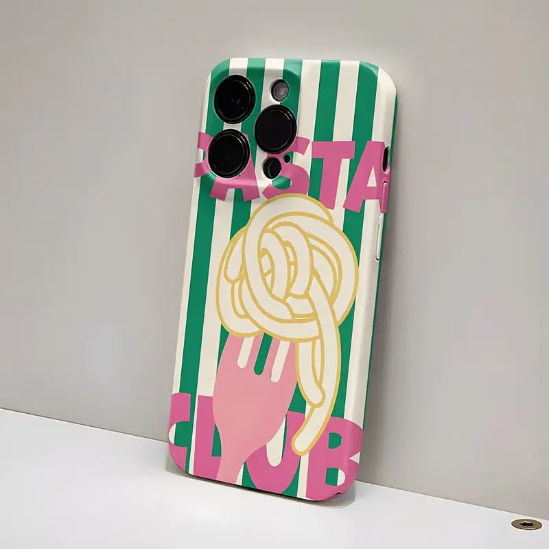 "Eating Spaghetti" Yellow and Blue Color Block Phone Case for IPhone