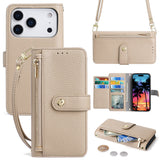 Zipper Wallet Flip Crossbody Case for iPhone