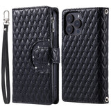Glitter Plaid Leather Case with Card Slots and Lanyard for iPhone