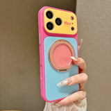 Color Block Magnetic Stand Shockproof Case for iPhone