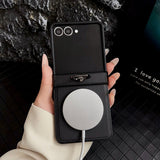 Simple Ring Buckle Full-Coverage Hinge Magnetic Case for Samsung