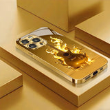 Flame Guitar Electroplated Tempered Glass Phone Case for iPhone