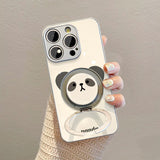 Panda Electroplated Rotating Stand Case for iPhone