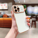 Wavy Electroplated Heart-Patterned Shockproof Phone Case for iPhone