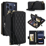 Fashion Rhombus Leather Multi-Function Wallet Case for iPhone
