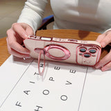 Wavy Plating Heart Shockproof with Stand Phone Case for iPhone