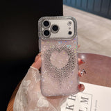 Shell-Patterned Heart-Shaped Rhinestone Phone Case for IPhone