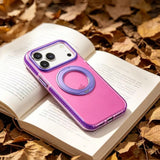Color Block Clear Magnetic Kickstand Case for iPhone