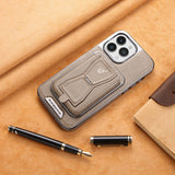 2‑in‑1 Magnetic Card Holder Leather Case with Stand for iPhone